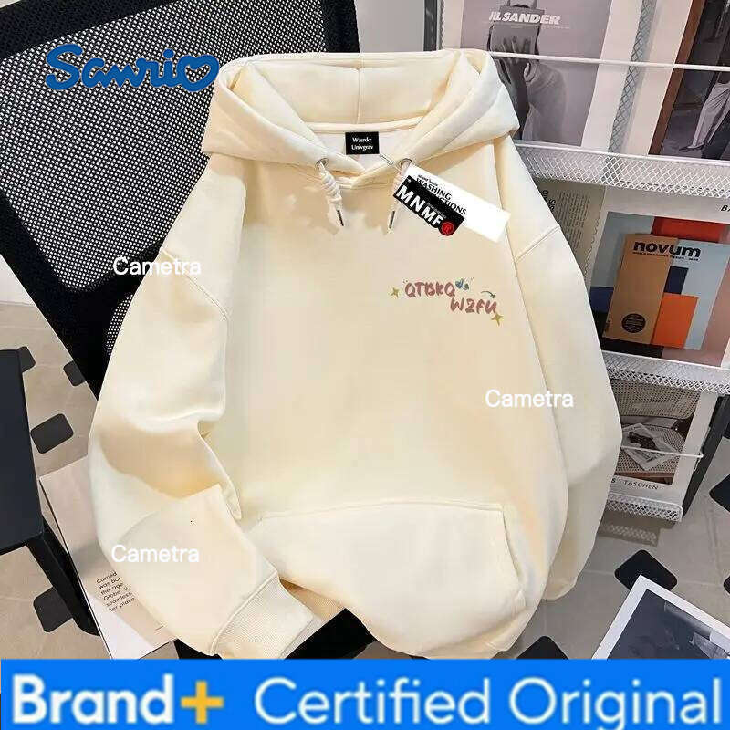 Sanrio Hello Kitty Women's Hooded Sweatshirt New Spring Autumn Fleece Lined Cartoon Fashionable Winter Casual Pullover Trendy H260112