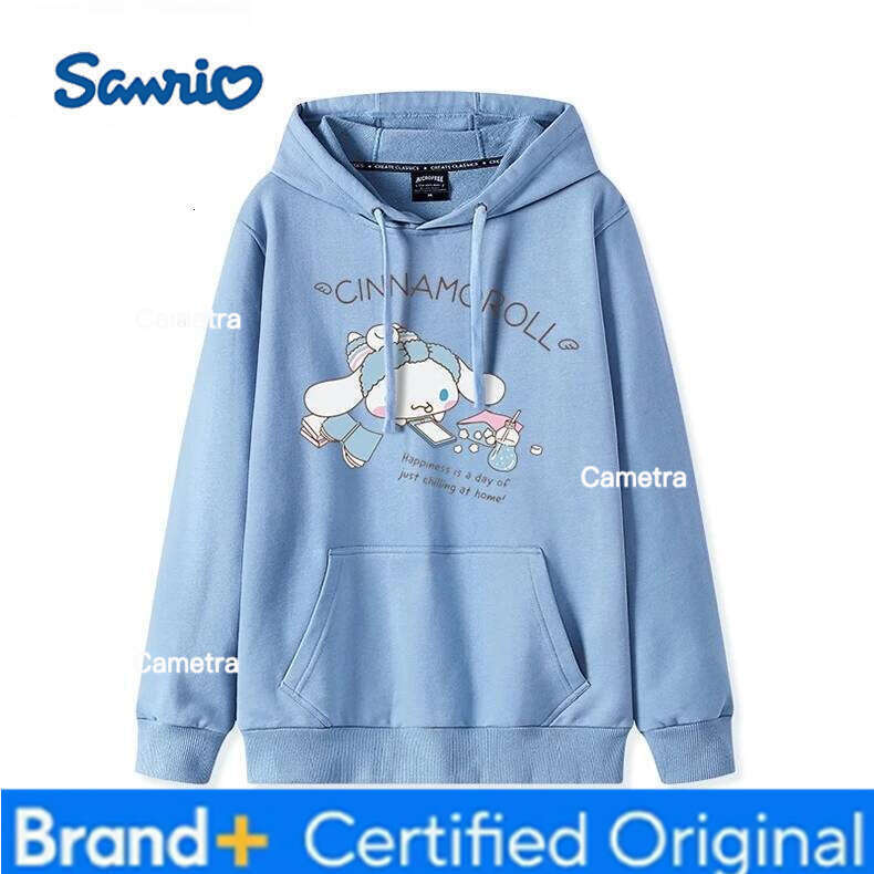 Sanrio Korean Cinnamoroll Hook Haze Blue Hooded Sweater Cute Girl Versatile Girlfriend College Style Loose Long Sleeve Top H260112