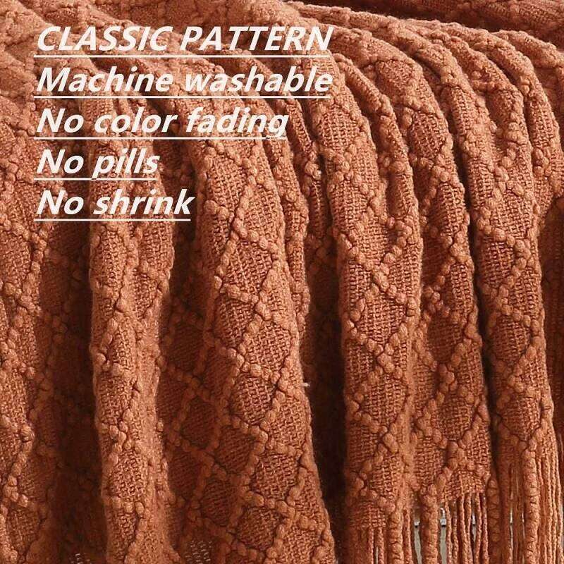 Nordic Retro Knitted Bed End Decoration Cover Light Luxury Nap Throw Blanket Bedspread Warm Shawl Soft Cozy Sofa cover XJ260112