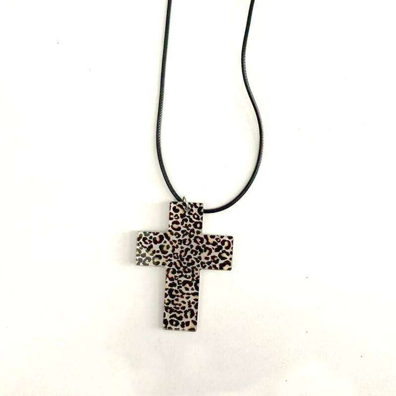 Y2K Jewelry Acrylic Leopard Zebra Print Cross for Women Cool Kawaii Cute Fashion Sexy Necklace Punk Accessories Goth H260112