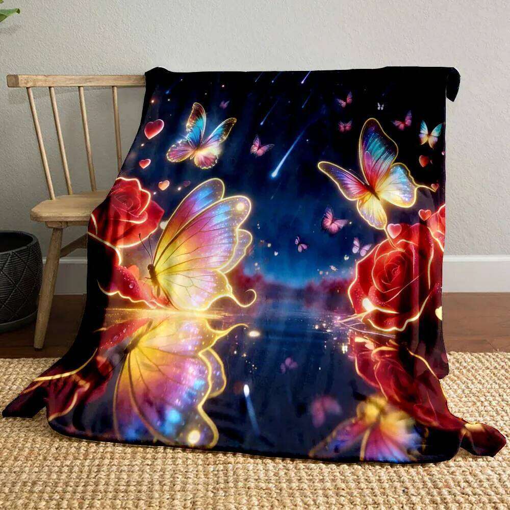 1PC Romantic Dreamy Flowers Printed Children Adult Soft and Warm Bedding for Sofa Outdoor Travel Cover Blanket XJ260112
