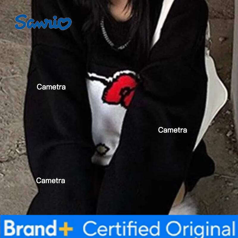 Sanrio Gril Hello Kitty Sweater Kawaii Anime Fashion Student Casual Round neck autumn winter knitwear Pullover tops new style H260112