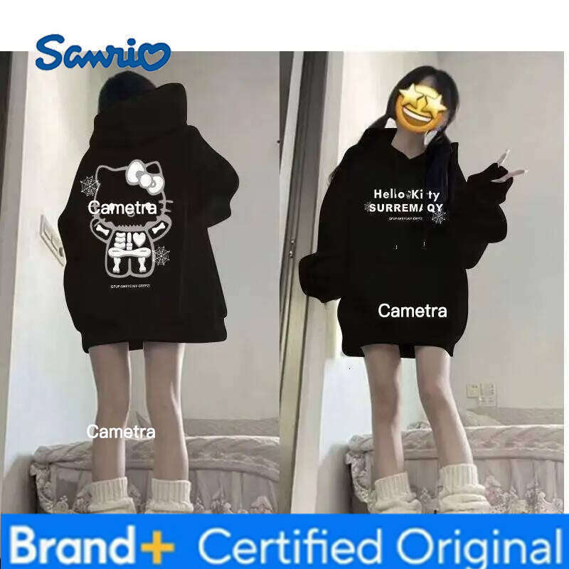 Sanrio Hello Kitty Hooded Sweatshirts Cuteore Cartoon Student Autumn Long Sleeve Running Tops Outerwear Woman Clothing New H260112