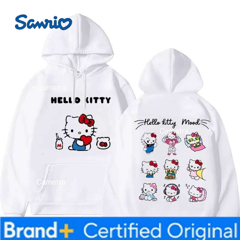 Sanrio MINISO Hello Kitty Autumn and Winter Loose Korean Version Lazy Style Hooded for Women Long Sleeve Sweatshirt H2601121