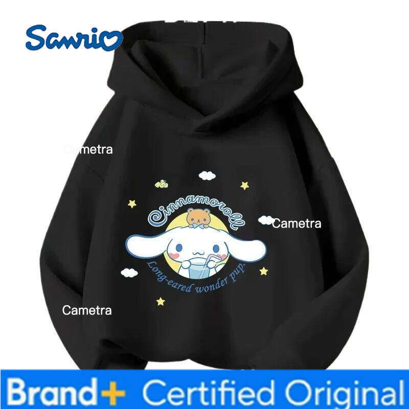 Sanrio Cute Big-eared Dog Print Children Hooded Sweatshirt Boy Girl Autumn Winter Daily Outdoor Vacation Casual Warm Sportswear H260112