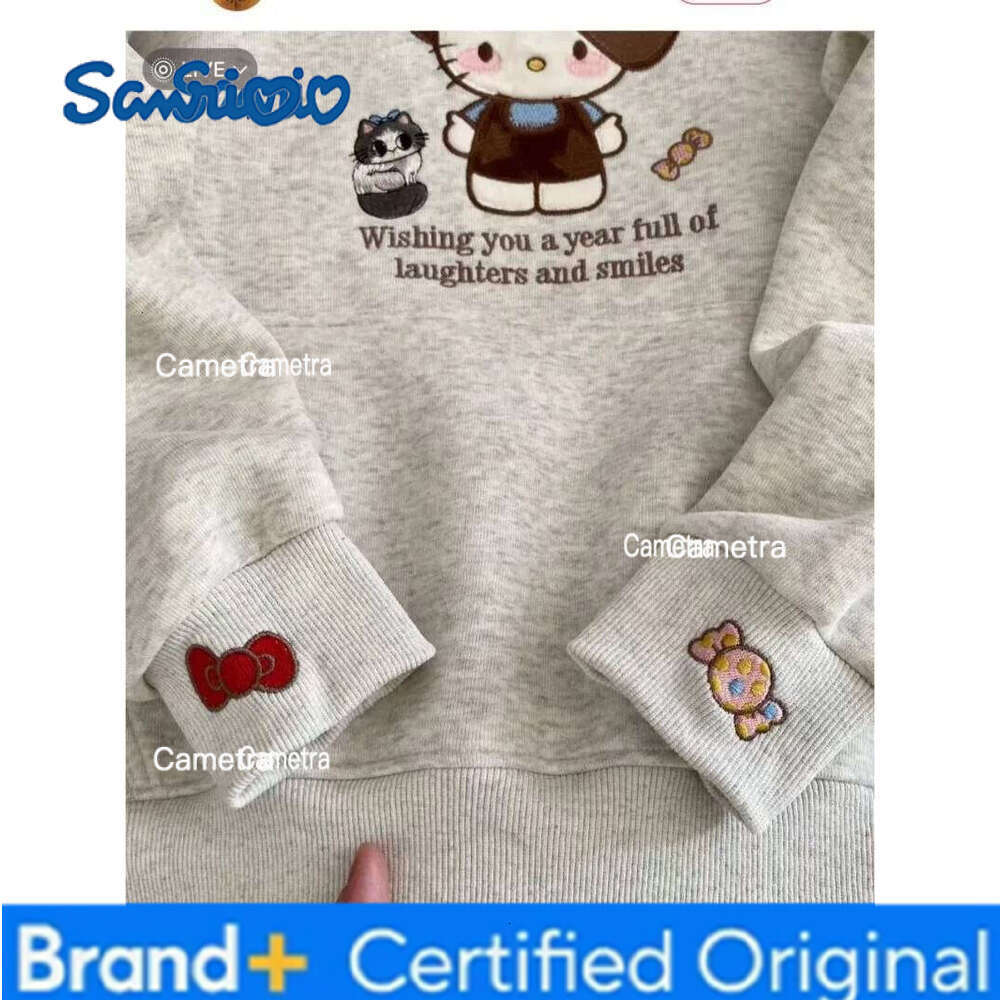 Sanrio Kawaii Clothes Fashion American Hello Kitty Embroidered Cute Soft Girl Hoodie Spring Autumn Loose Lazy Style Sweatshirts Coats H260112