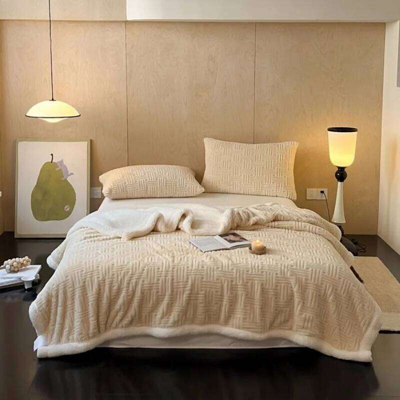 2025 New Solid Color Thickened Winter Coral Fleece Nap Office Warm Sofa Cover Blanket without Pillowcase XJ260112