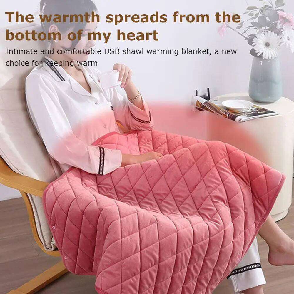 1pcs USB Electric Blanket Heating Throw Shawl Low Voltage Warming For Office Travel Car Home Use Pink Silver Light Purple Tool XJ260112