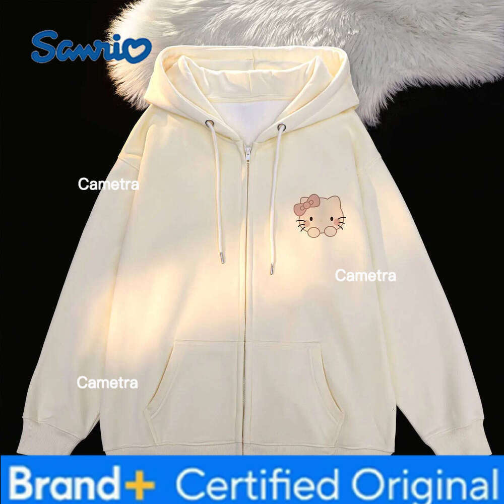 Sanrio Zipper Clothes Cute Top Hello Kitty Cartoon Hoodie Fashion Trend Women's Zip Sweater cute style H260112