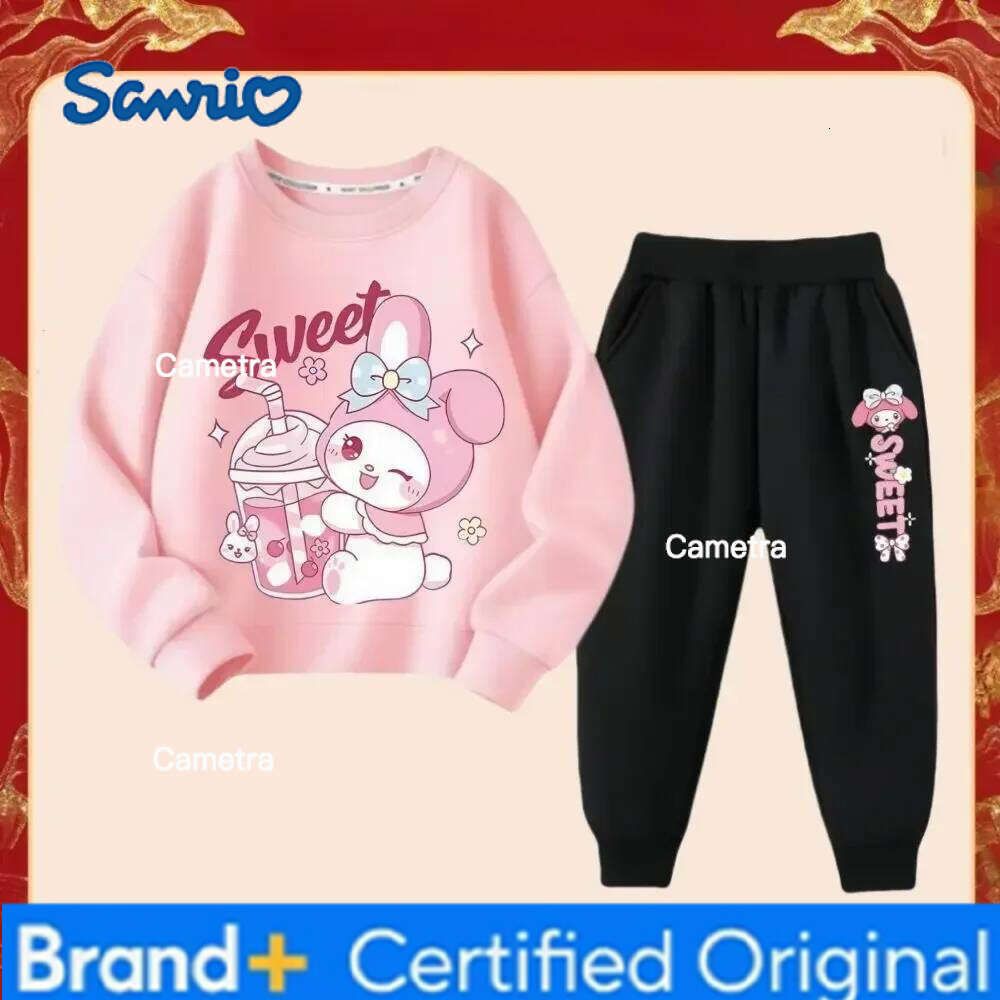 Sanrio Girl's Fashion Set Wear Cartoon My Melody Printed Tracksuits Spring Autumn Kid's Long Sleeve Sports 2Pcs Sweatshirt H260112