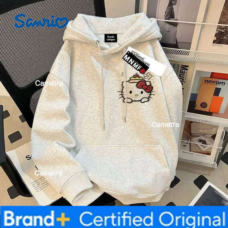 Sanrio Autumn Winter Cute Cartoon Hello Kitty Print Cotton Hoodies for Women Fashion Long Sleeve Sweatshirt Casual Pullover Couple Tops H260112