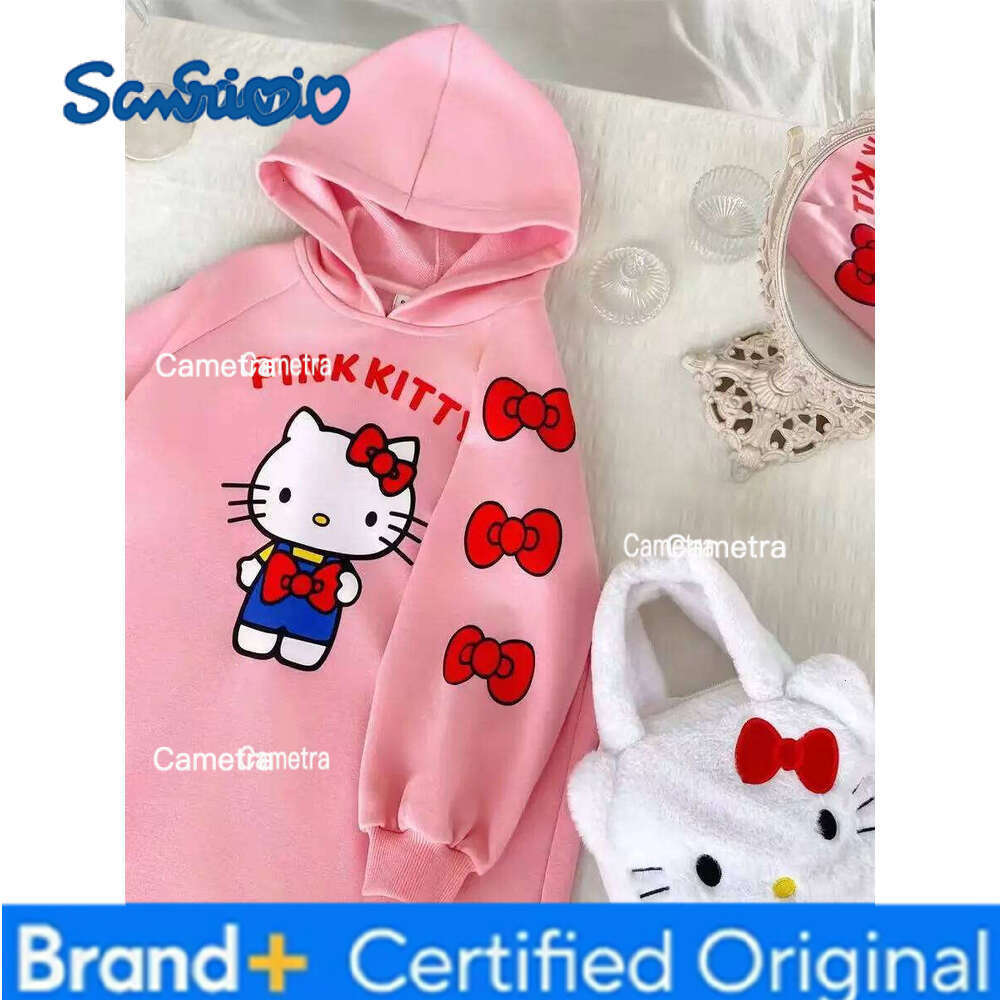 Sanrio Autumn Baby Girls Cute Hello Kitty Hooded Kid Children Long Sleeve Clothes Cartoon Princess Dresses Sweet Dress H260112