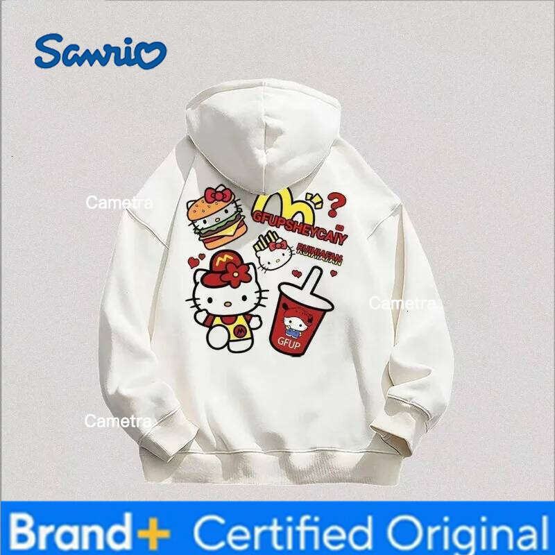 Sanrio Adolescent Hoodie Sweet Cool Hello Kitty Hooded Sweatshirt Versatile Loose Jackets Female Students Autumn Winter Kawaii Hoodies H260112