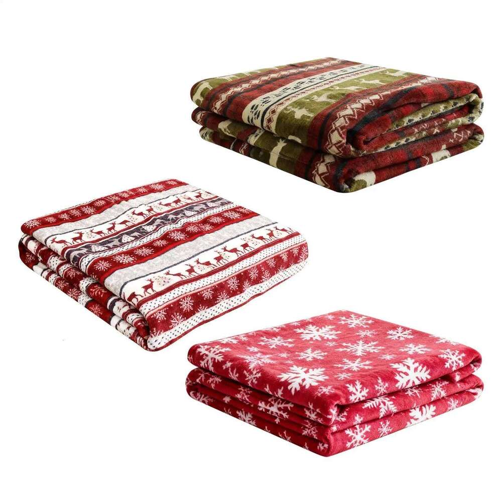 Christmas Throw Flannel Snowflake Gingerbread Xmas Fleece Winter Warm Soft Plush Blanket For Couch Sofa Bed XJ260112