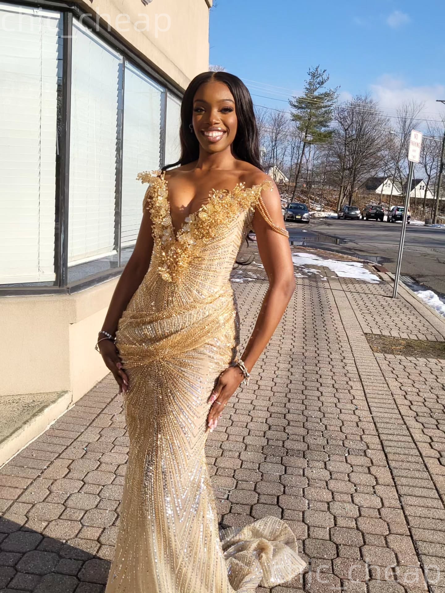 Aso Ebi 2k25 Champagne Mermaid Prom Dresses 2026 Flowers Beaded Illusion Evening Formal Party Second Birthday Engagement Gowns Dress For Special Occas