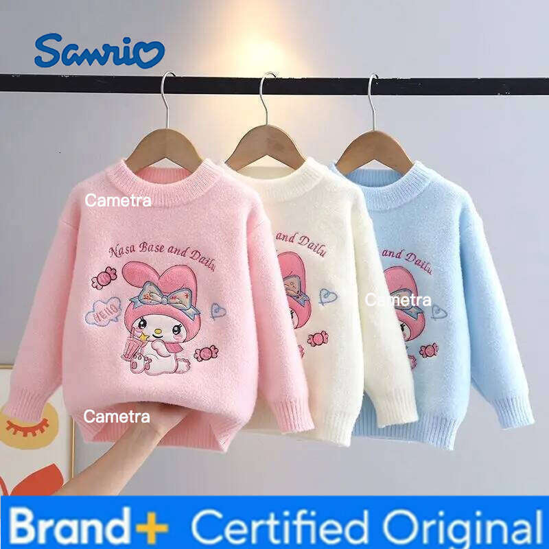 Sanrio Girls Coat New My Melody Autumn Winter Cute Tops Cartoon Pullover Knitwear Base Shirt Kawaii Sweater Gift H260112