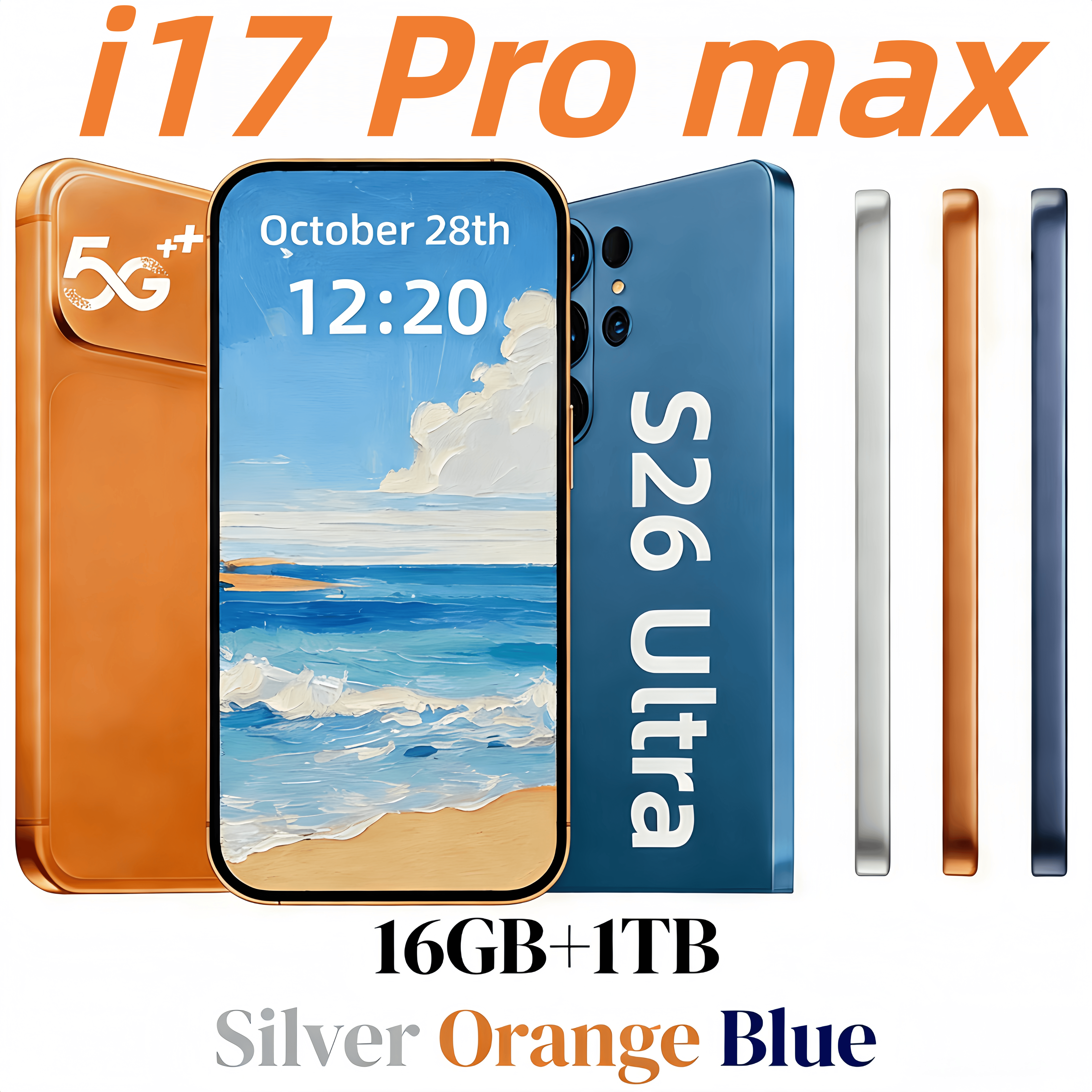 i17 pro max S26 Ultra 16+1tb phone 6.9inch cell phone 5G smartphones full screen HD+Android operating system Face ID GPS android unlock phones Sealed Box Free logistics