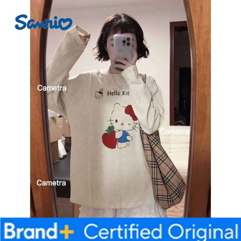 Sanrio Cute Hello Kitty Women's Sportswear, Autumn and Winter Casual Quick Drying Fashionable Printed Long Sleeved Top, Comfortable H260112