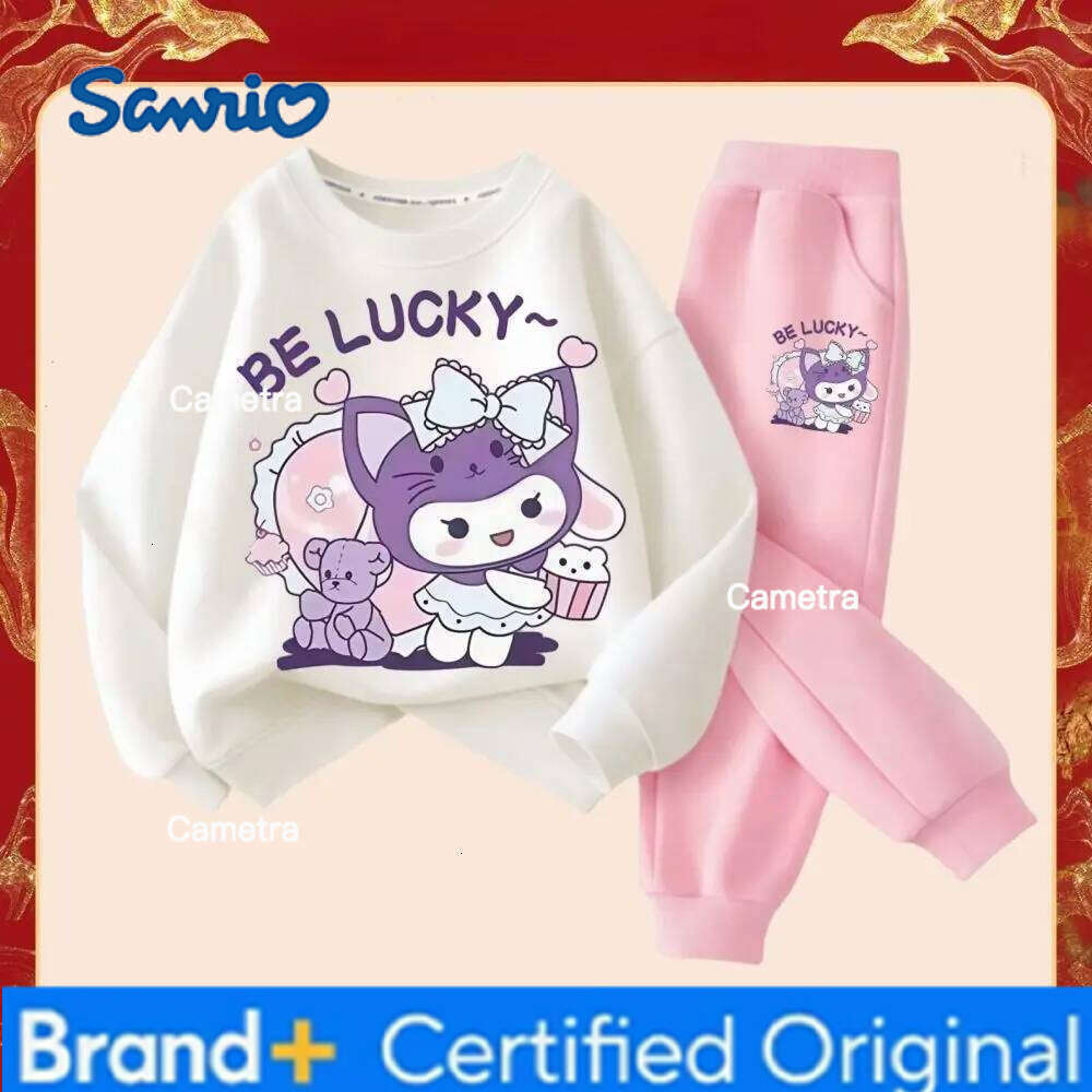 Sanrio 2025 Spring New Kid's Cartoon Kuromi Clothing Sets Children's Hoodies and Long Pants Two Piece Suit for Girl Casual Sweatsuit H260112