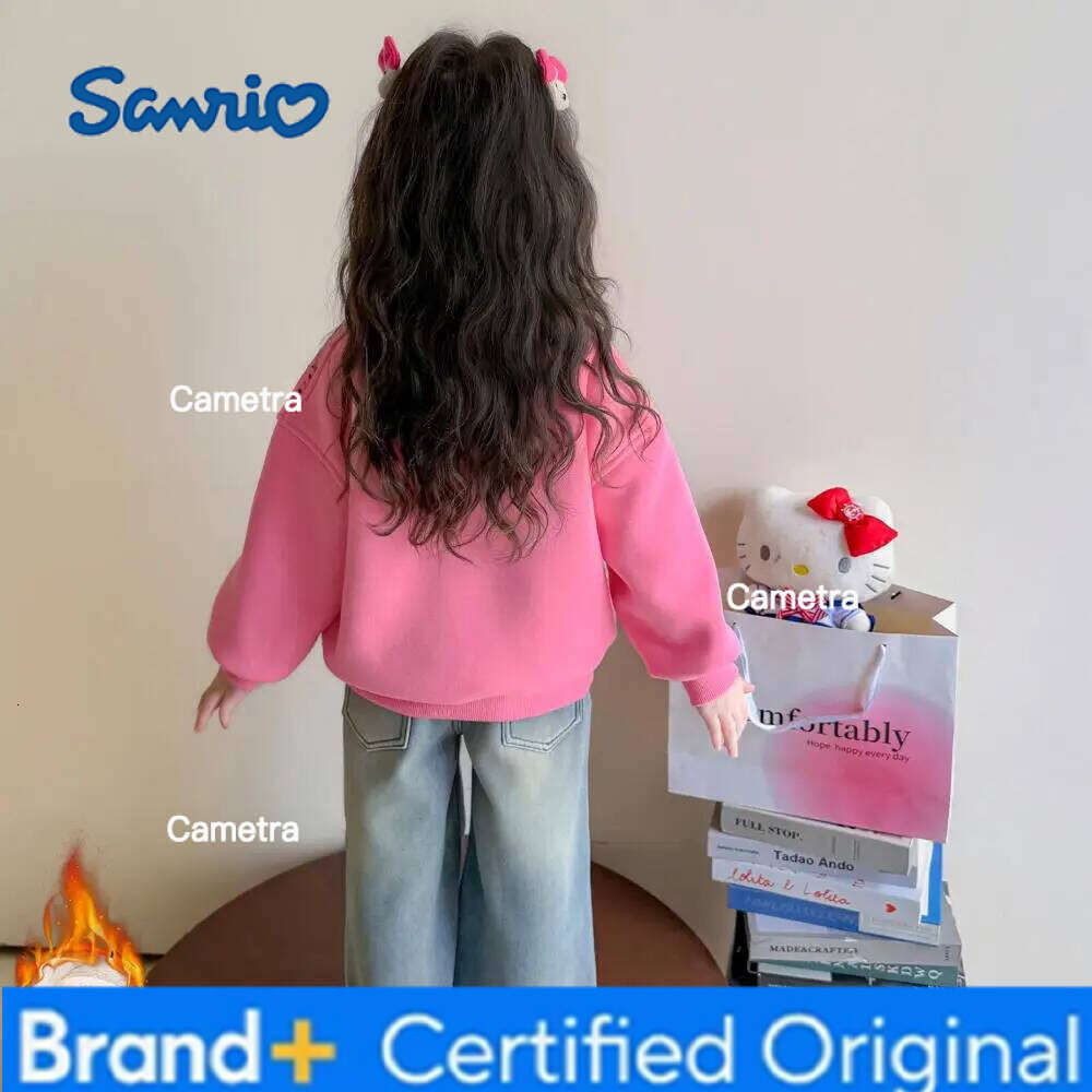 Sanrio Velvet Hoodie Sweater Long Sleeves Bottoming Shirt Anime Jacket for Girls Kawaii Cartoon Children's Clothing Hoodies H260112