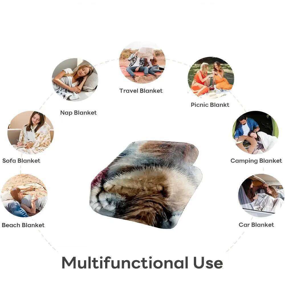 1PC Throw Contemporary Style Printed Funny Cat Cute Animals Flannel Blanket for Couch Bed Sofa Comfy Warm blankets Perfect Gifts XJ260112