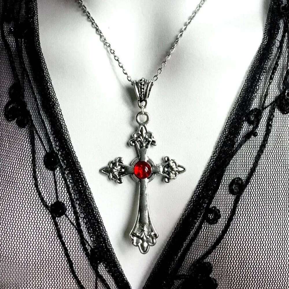 Gothic Necklace For Women Men Punk Hollow Flower Cross Charms Choker Chain Vampires Pendant Jewelry Party Accessories Gift H260112