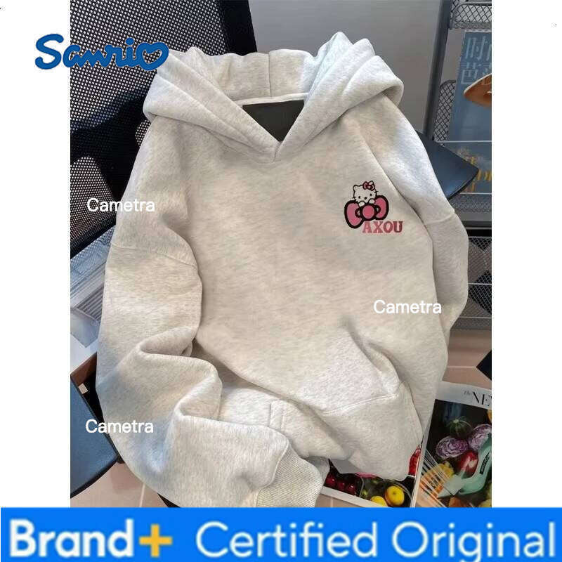 Sanrio 2025 Women's Hoodies Autumn Winter Clothing Cute Anime Hello Kitty Print Hooded Fashion Sweatshirt Y2K Oversized Cotton Pullower H260112