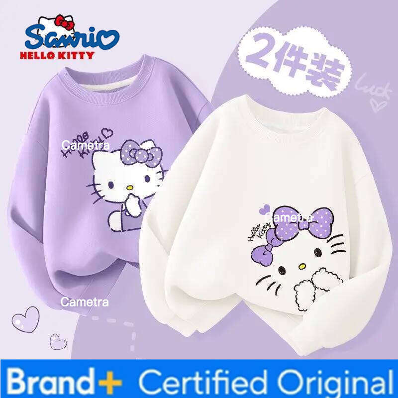 Sanrio 2pcs/pack Autumn Baby Girls Cloth Kid Cartoon Hello Kitty Printed Sweatshirts Children Pullover Long Sleeve T-shirts Top H2601121