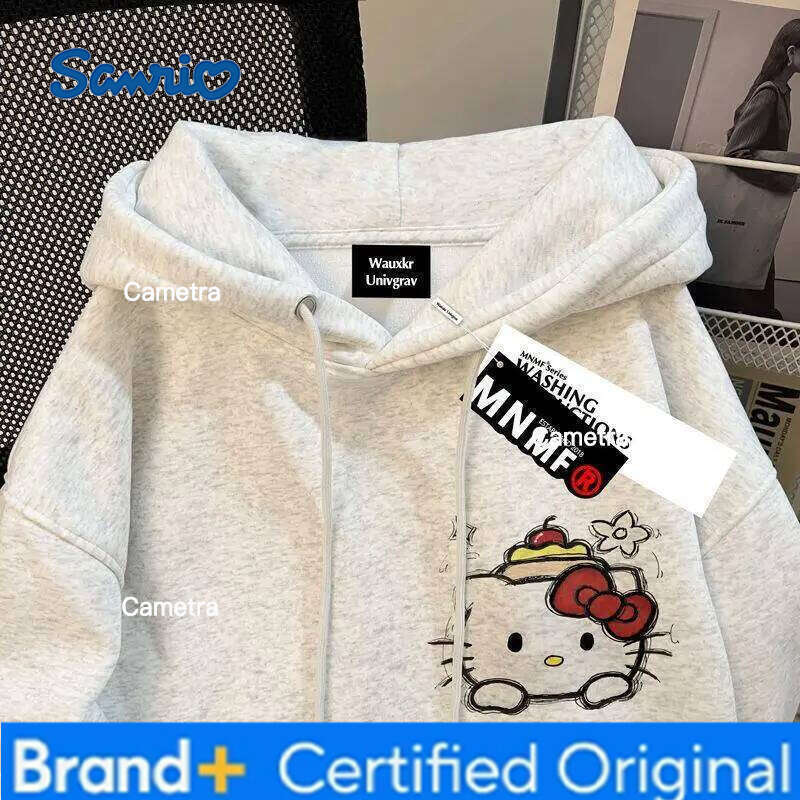 Sanrio Autumn Winter Cute Cartoon Hello Kitty Print Cotton Hoodies for Women Fashion Long Sleeve Sweatshirt Casual Pullover Couple Tops H260112