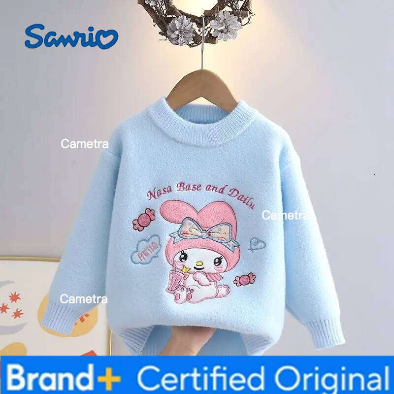 Sanrio Girls Coat New My Melody Autumn Winter Cute Tops Cartoon Pullover Knitwear Base Shirt Kawaii Sweater Gift H260112
