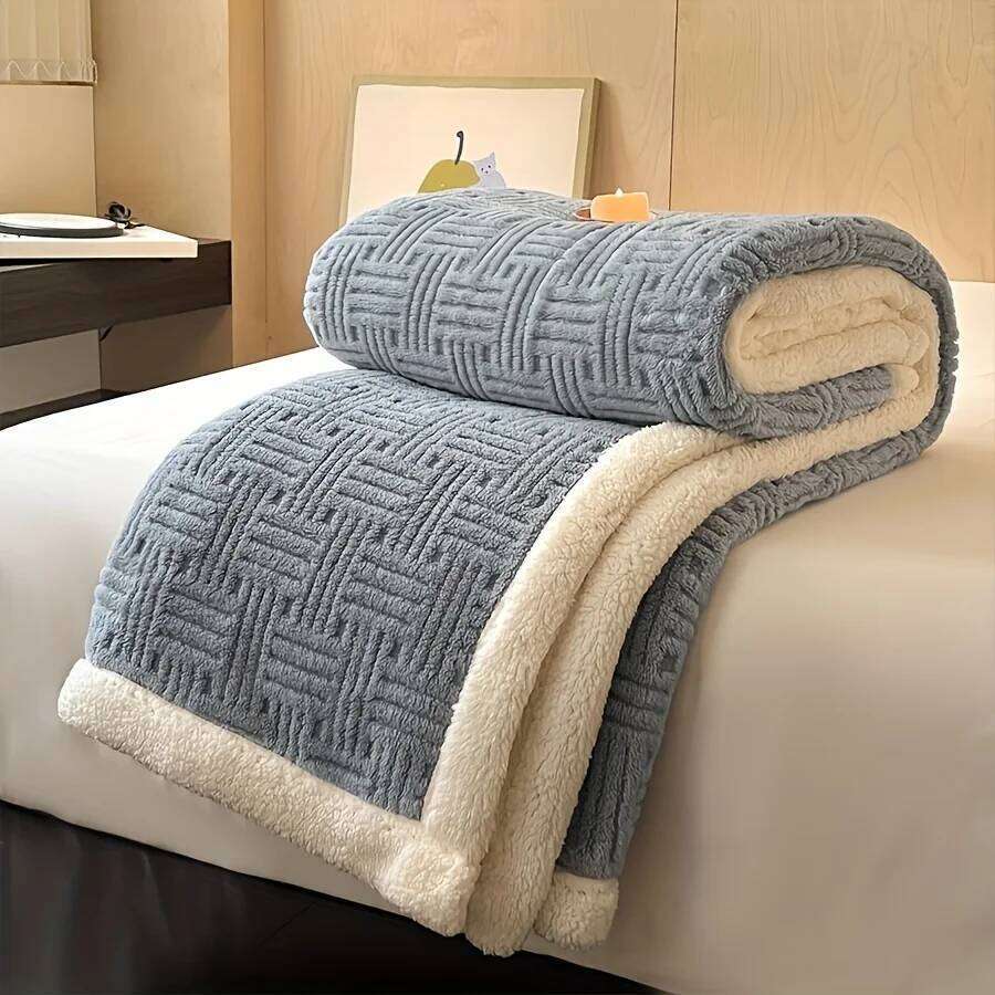 Deluxe Vintage Double Blanket - Soft Plush Gaff And Imitation Wool Machine Washable | Milk Velvet Knit Fabric XJ260112