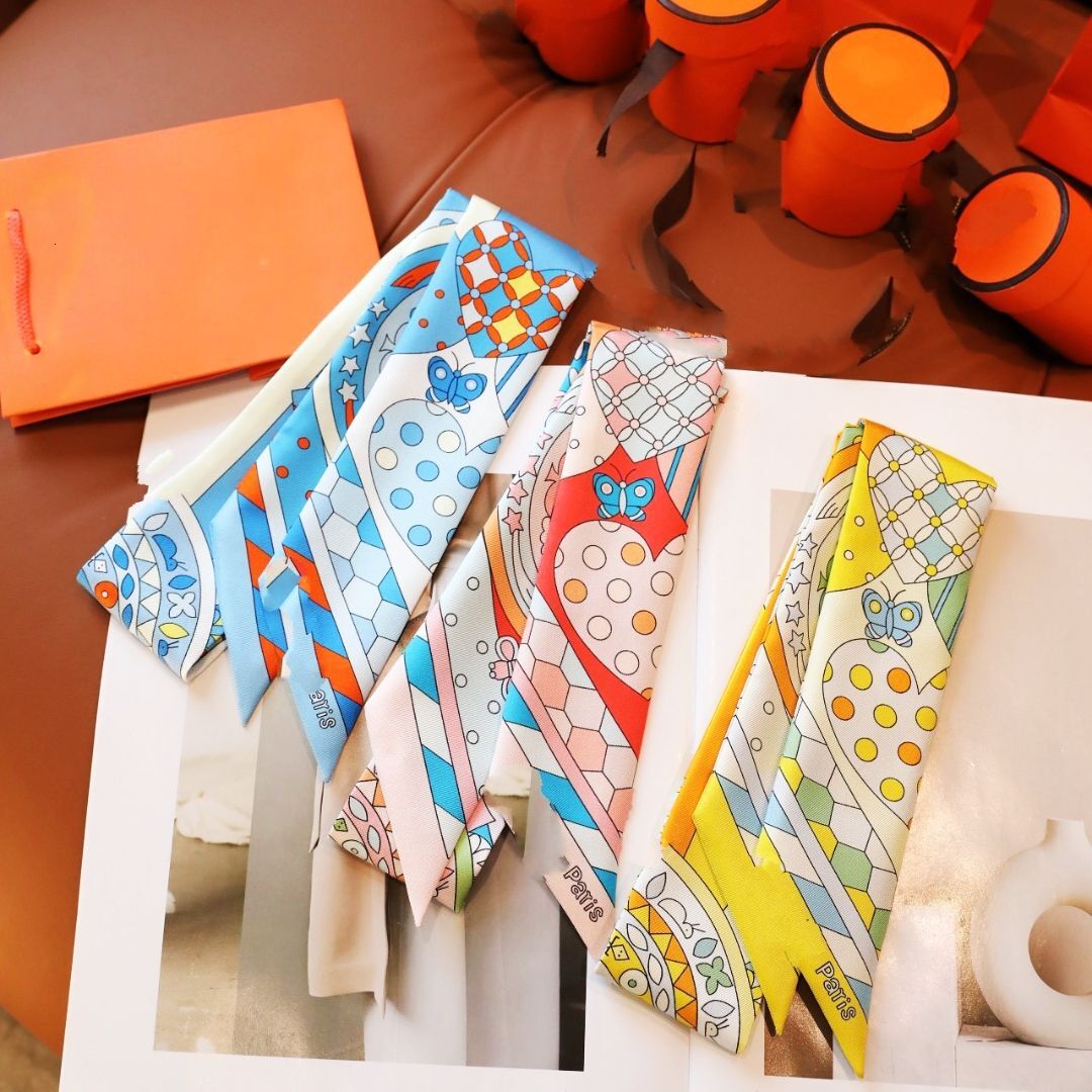 H-Twilly Supper ladies fashion horse handbag letter headband home Letter print silk designer headscarf long handle bag scarf top brand H twill scarves