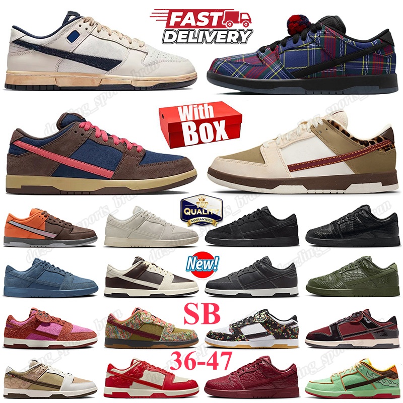 SB With Box Designer Causal Skateboard Shoes Supreme Black Cat Khaki Team Red Pearl White Mens Womens Nardwuar Outdoor Jogging Sport Platform Trainers Sneakers 36-45
