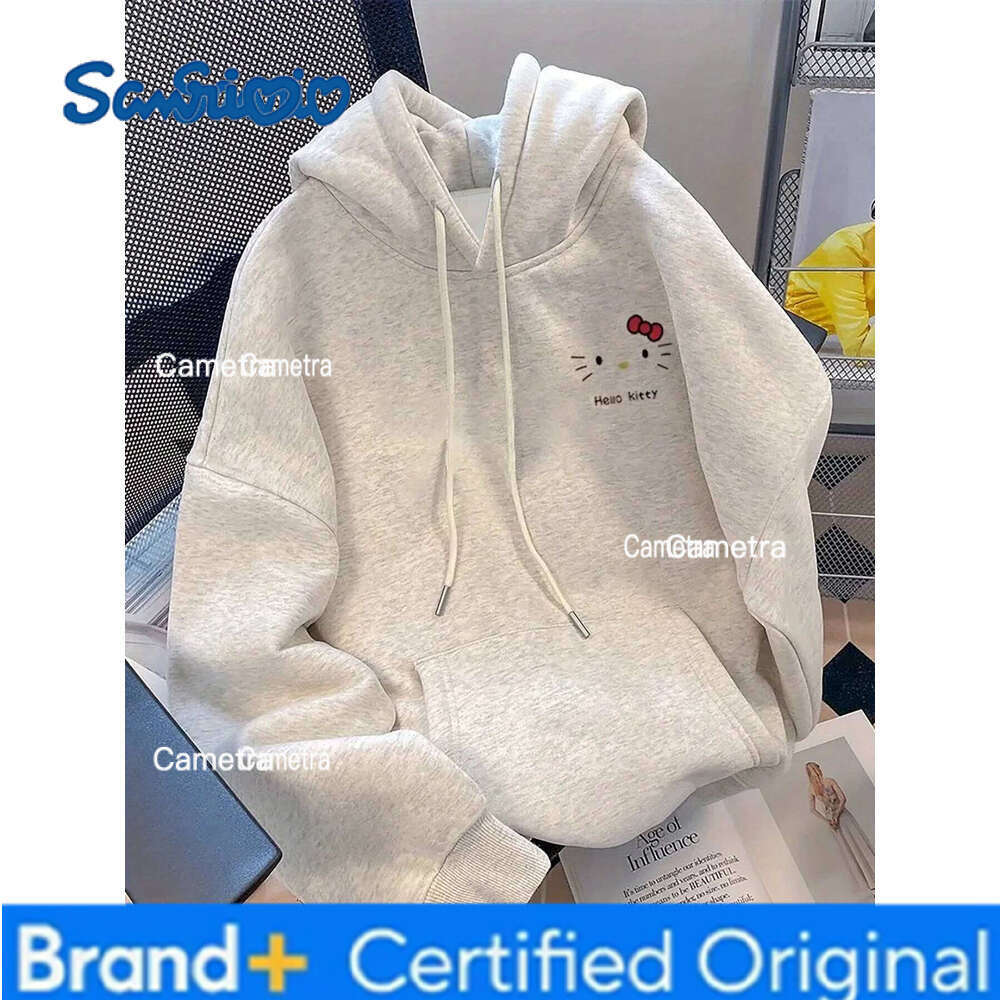 Sanrio ladies autumn and cartoon Hello Kitty print long-sleeved hooded new loose fashion tops winter clothes women H260112