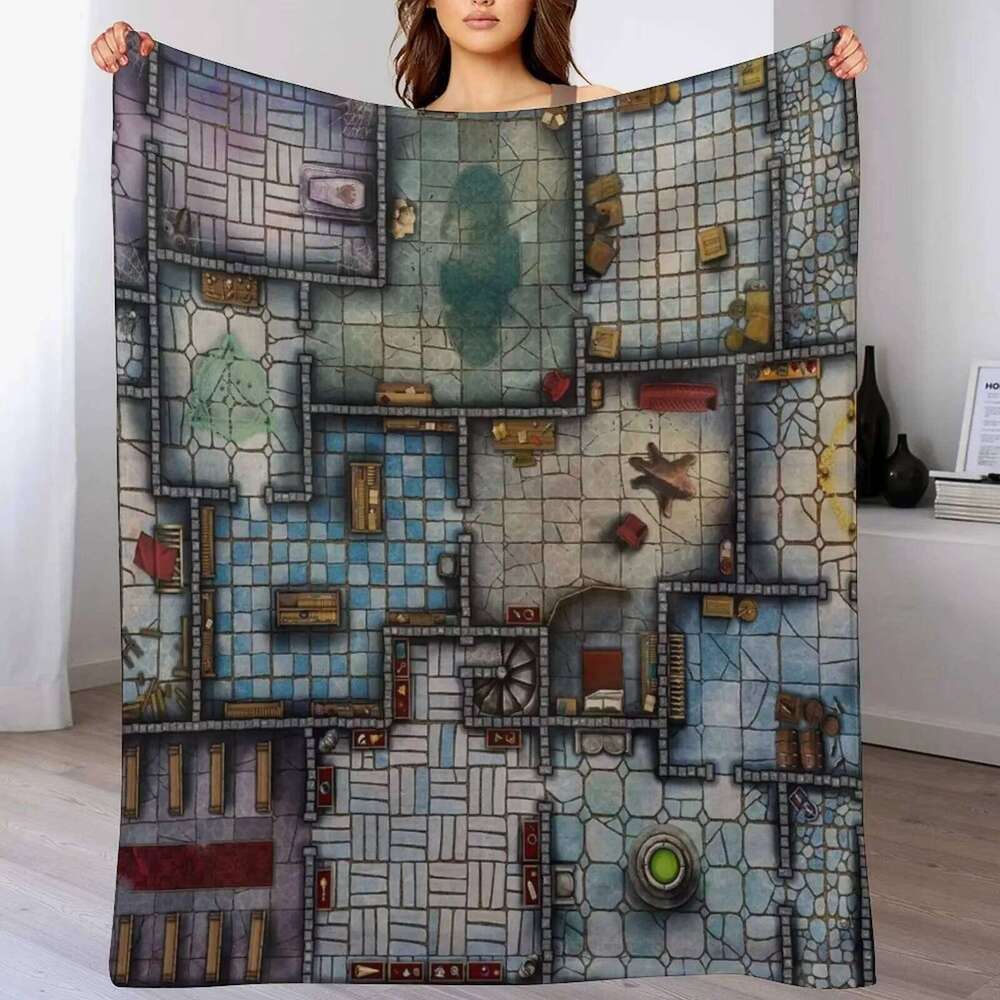 Fantasy RPG Map Flannel Throw Warm Dungeon Delve Adventure Design For Bed Soft Cozy Winter Blanket XJ260112