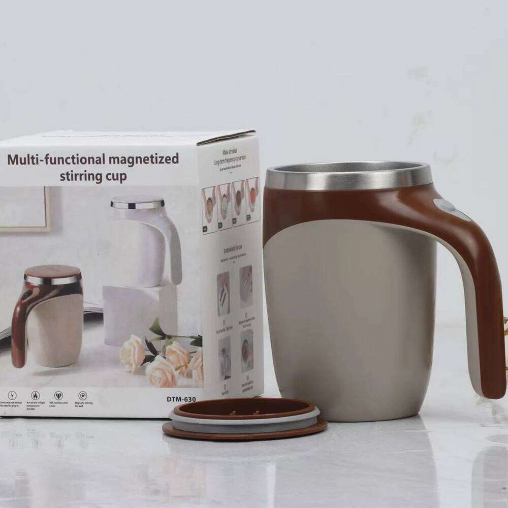 Auto Stirring Coffee Mug Magnetic Rotating Electric Cup 304 Stainless Steel Self Stirring Drinkware for Office Home Travel Hot Beverage Portable Therm