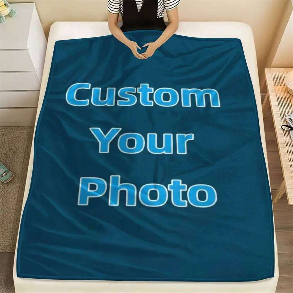 Custom Personalized Thick Winter Flannel Blanket with Your Photo Soft Warm Cozy Plush Fleece for Sofa Bed Office Nap Car Travel XJ260112