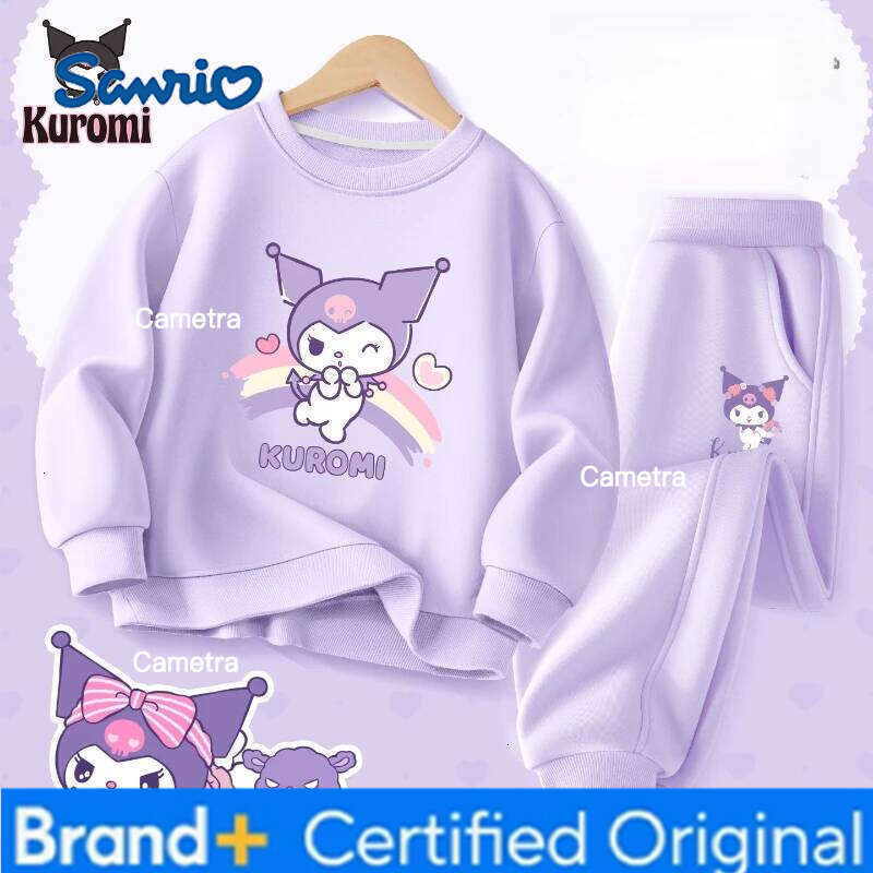Sanrio Baby Girl Clothes Set Autumn Kid Kunomi Sweatshirts Pullover Sweet Top & Pants 2pcs Suit Children Fashion Tracksuits Outfits H260112
