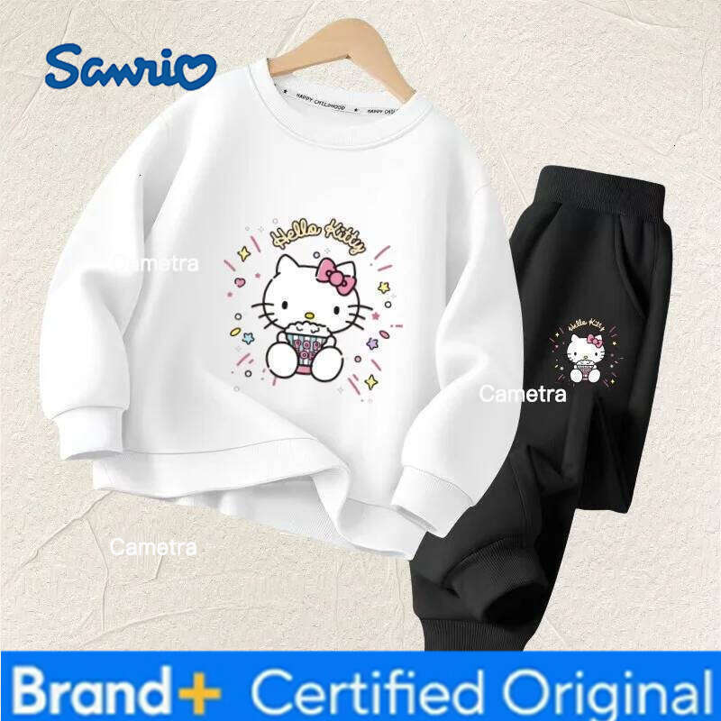 Sanrio Autumn Baby Girl Clothes Set Children Hello Kitty Cartoon Print Sweatshirt and Pants 2 Pieces Kid Long Sleeved Suit H260112