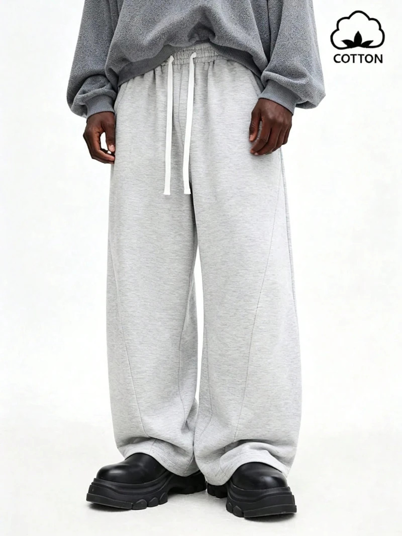Relaxed Drawstring Sweatpants Heather Joggers Casual Lounge Pants Comfortable Elastic Waist Cotton Blend Bottoms Men Grey 260109