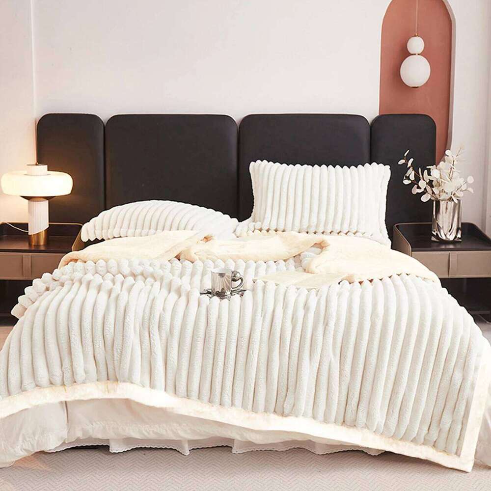 1pc Weighted Fleece Blanket -Soft, Warm, Throw for Bedroom, Living Room, Student Dormitory, Car, Sofa,8lbs With Sherpa XJ260112