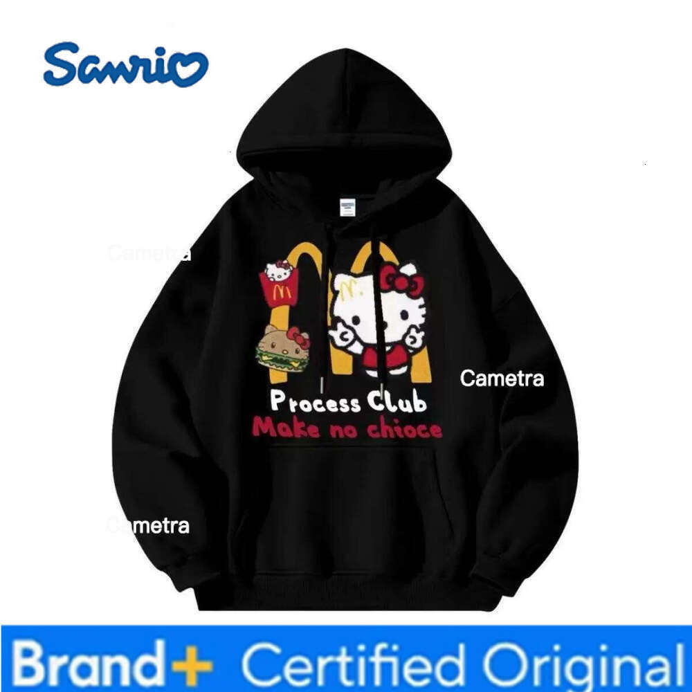 Sanrio MINISO Hello Kitty Hooded Sweatshirt Winter Thickened Anime Print Kawaii Autumn Outdoor Cartoon Cute Girls Clothes H260112