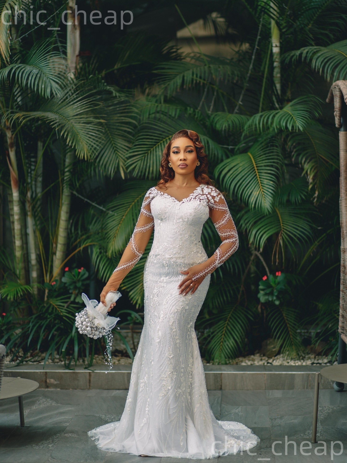 African Aso Ebi 2026 Ivory Mermaid Wedding Dress Sheer Neck Floral Lace Full Sleeves Detachable Train Elegant Bridal Gowns Dresses ZJ2270