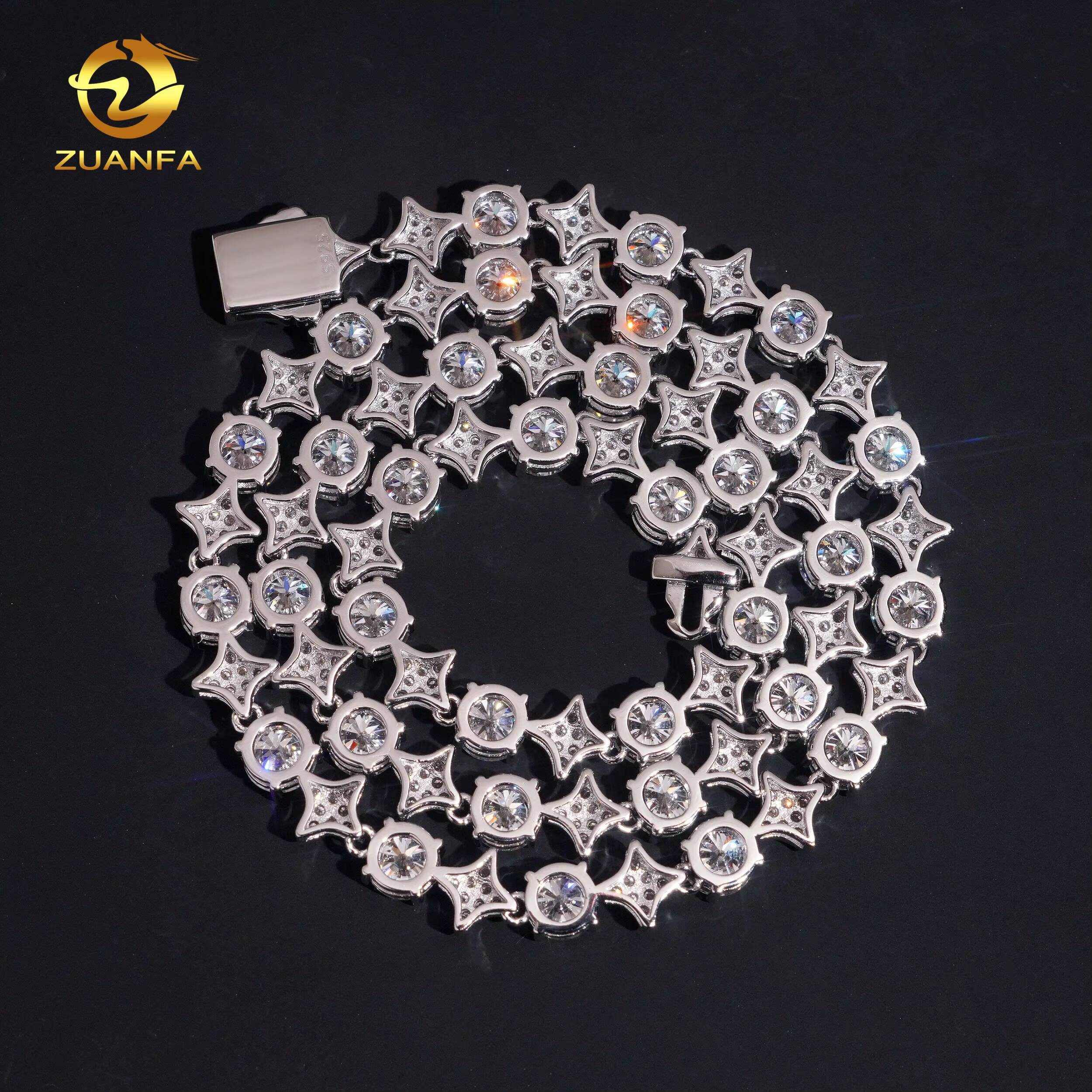 Iced Out 65mm Diamond Star Tennis Chain Bracelet Custom 925 Silver Hip Hop Men Jewelry D VVS Moissanite Link Chain Necklace