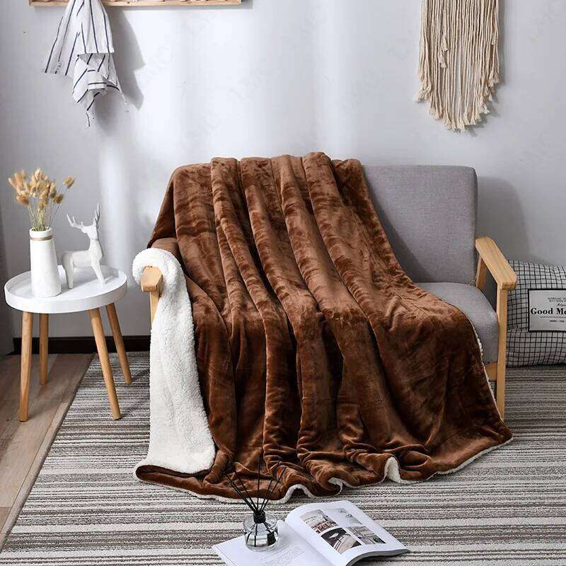 Lamb Wool Flannel Blacket Nordic Light Luxury Style Quilt Double Layer Thickened Blanket for Bed Bedroom Living Room XJ260112