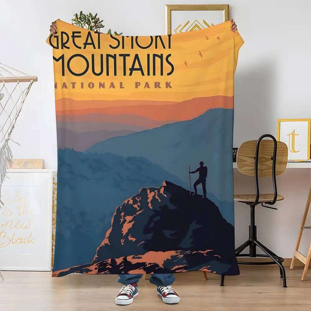 Great Smoky Mountains National Park Soft Coral Fleece Blanket 310gsm Fluffy Warm Throw for Sofa Bed Couch Bedroom Decor XJ260112