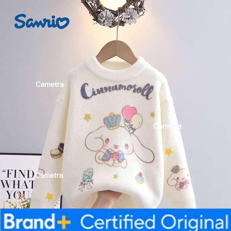 Sanrio Winter Hello Kitty Melody for Kids Cinnamoroll Autumn Crew Neck Knit Pullover Girs Japan Warm Knitwear Fashion Sweater H260112