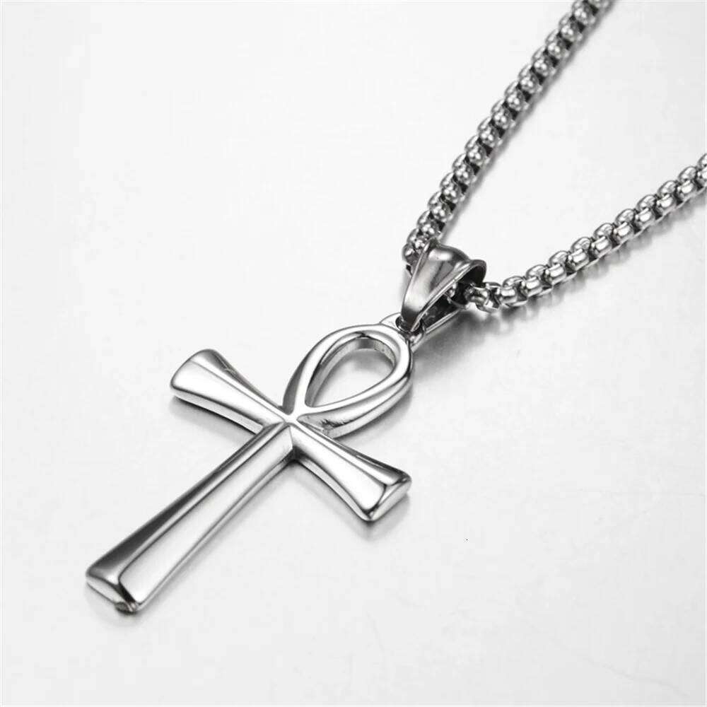 Ancient Egypt Ankh Cross Charm Pendant Gold Silver Color Stainless Steel Amulet Necklaces For Women Men Egyptian Jewelry Gifts H260112