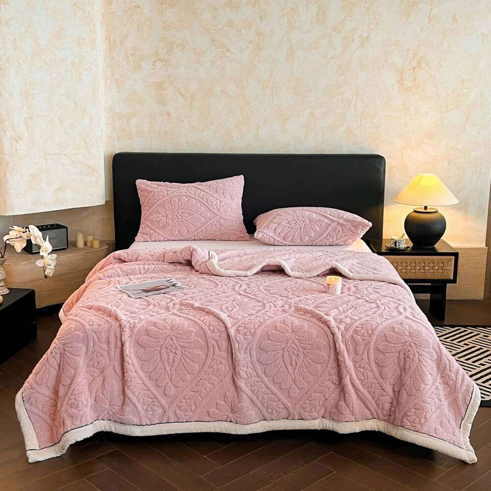 1Pc Carved Velvet Warm Autumn Winter for Bed Soft Fluffy Blankets Warmth Cozy Coral Flannel Sofa Cover Blanket Nap XJ260112