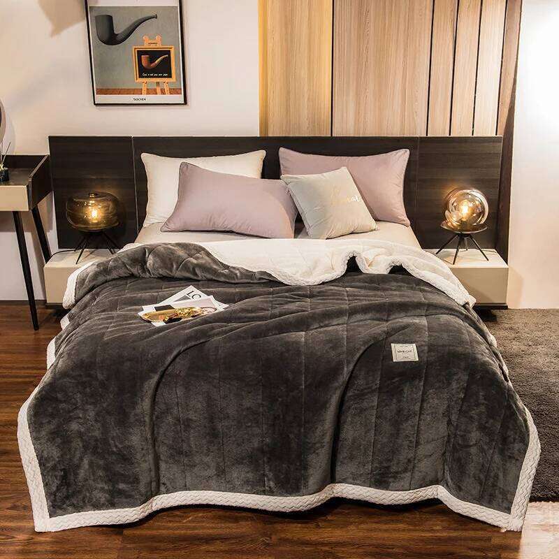 New Warm Milk Lamb Fleece with Cotton Nap Blanket, Autumn and Winter Thick Cover Blanket XJ260112